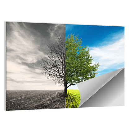 Split Tree in Field Wall Art