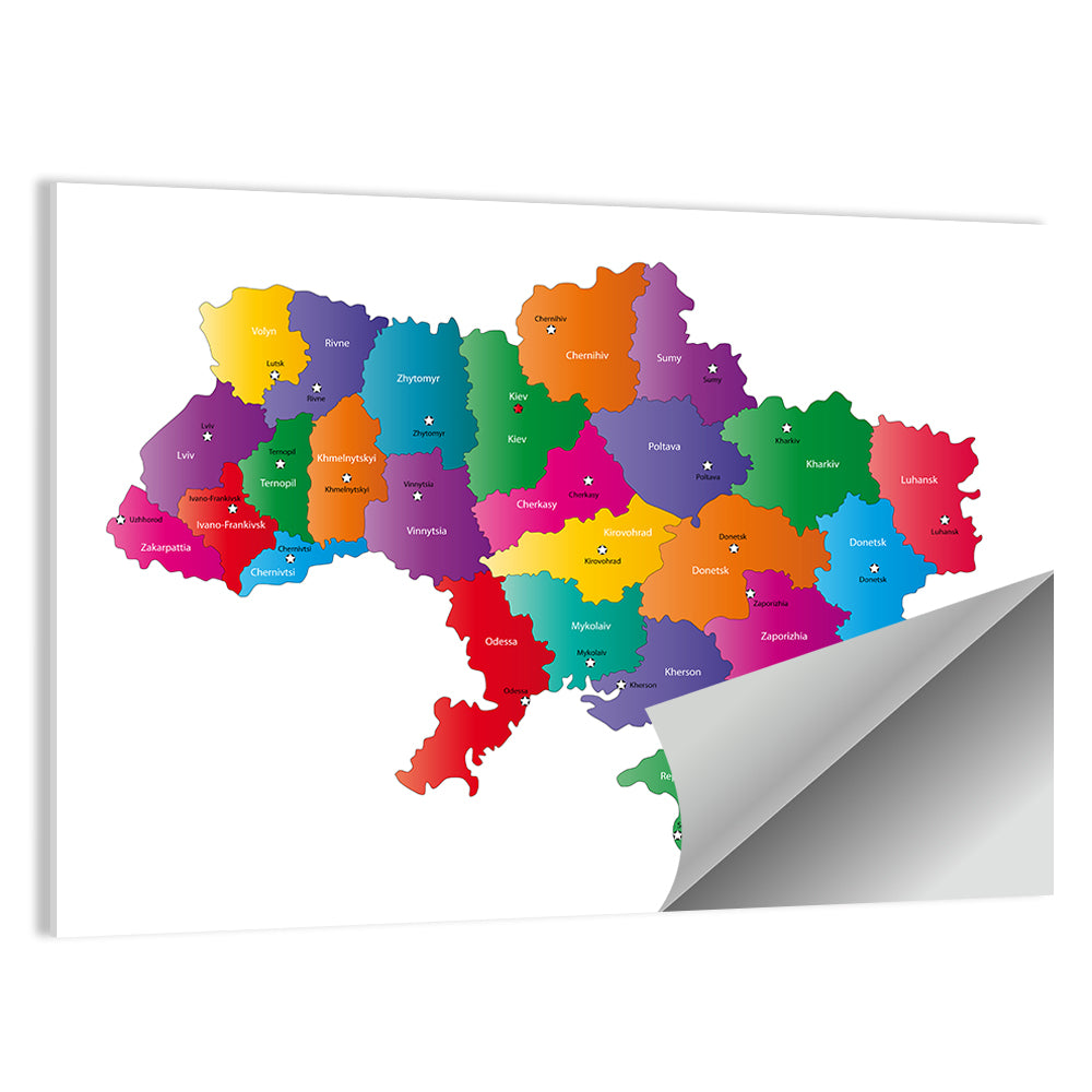 Colorful Ukraine Map Wall Art