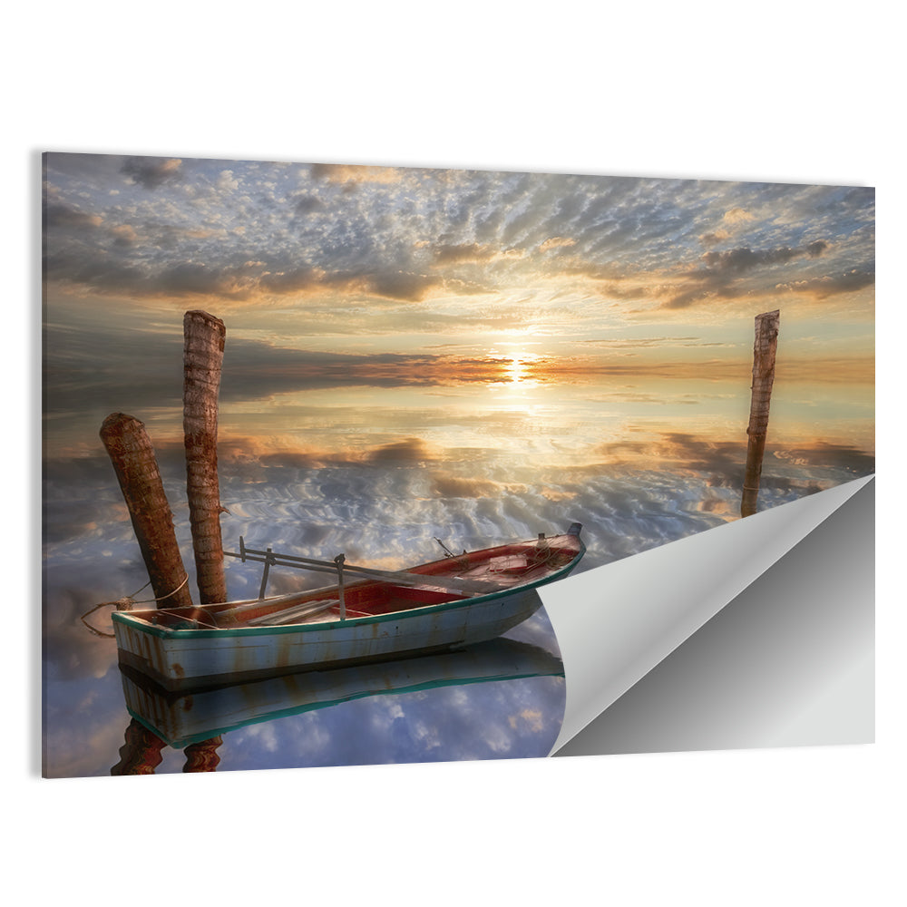 Weathered Rowboat at Sunset Wall Art