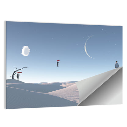 Red Umbrella in Surreal Desert Wall Art