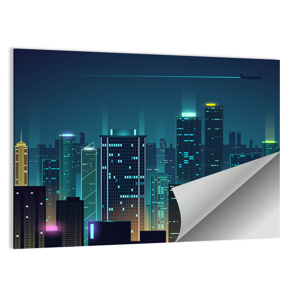 Abstract Night City Skyline Wall Art