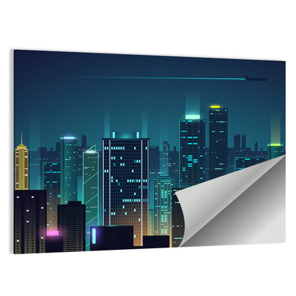 Abstract Night City Skyline Wall Art