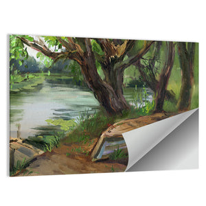 Willow Trees By Quiet River Wall Art