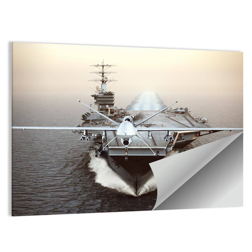 Drone Over Aircraft Carrier Wall Art