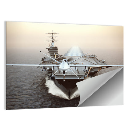 Drone Over Aircraft Carrier Wall Art