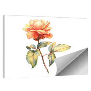 Orange Rose Illustration Wall Art