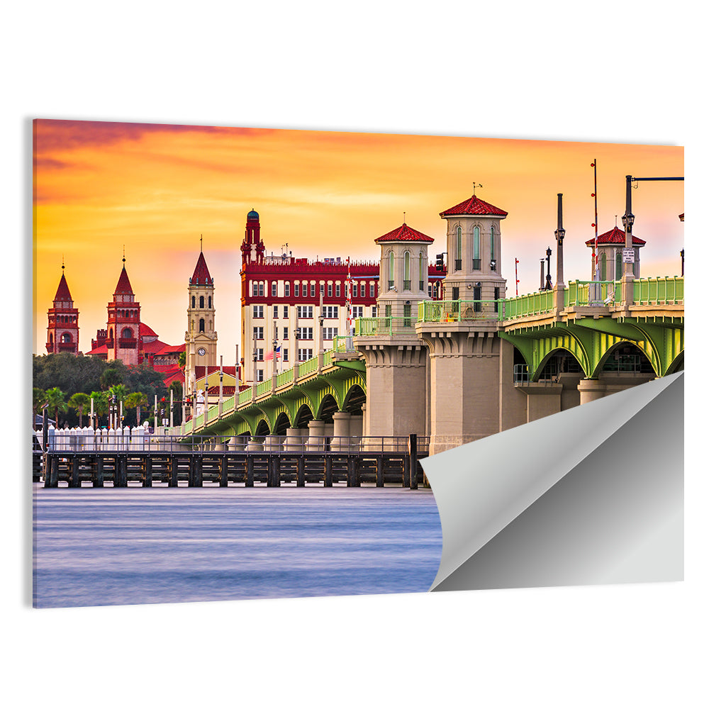 Saint Augustine Bridge of Lions at Dusk Wall Art