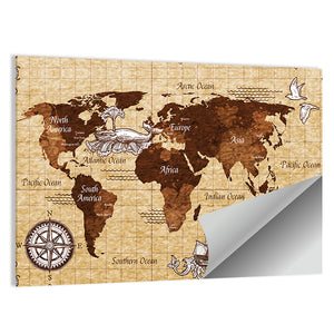 Retro World Map Wall Art