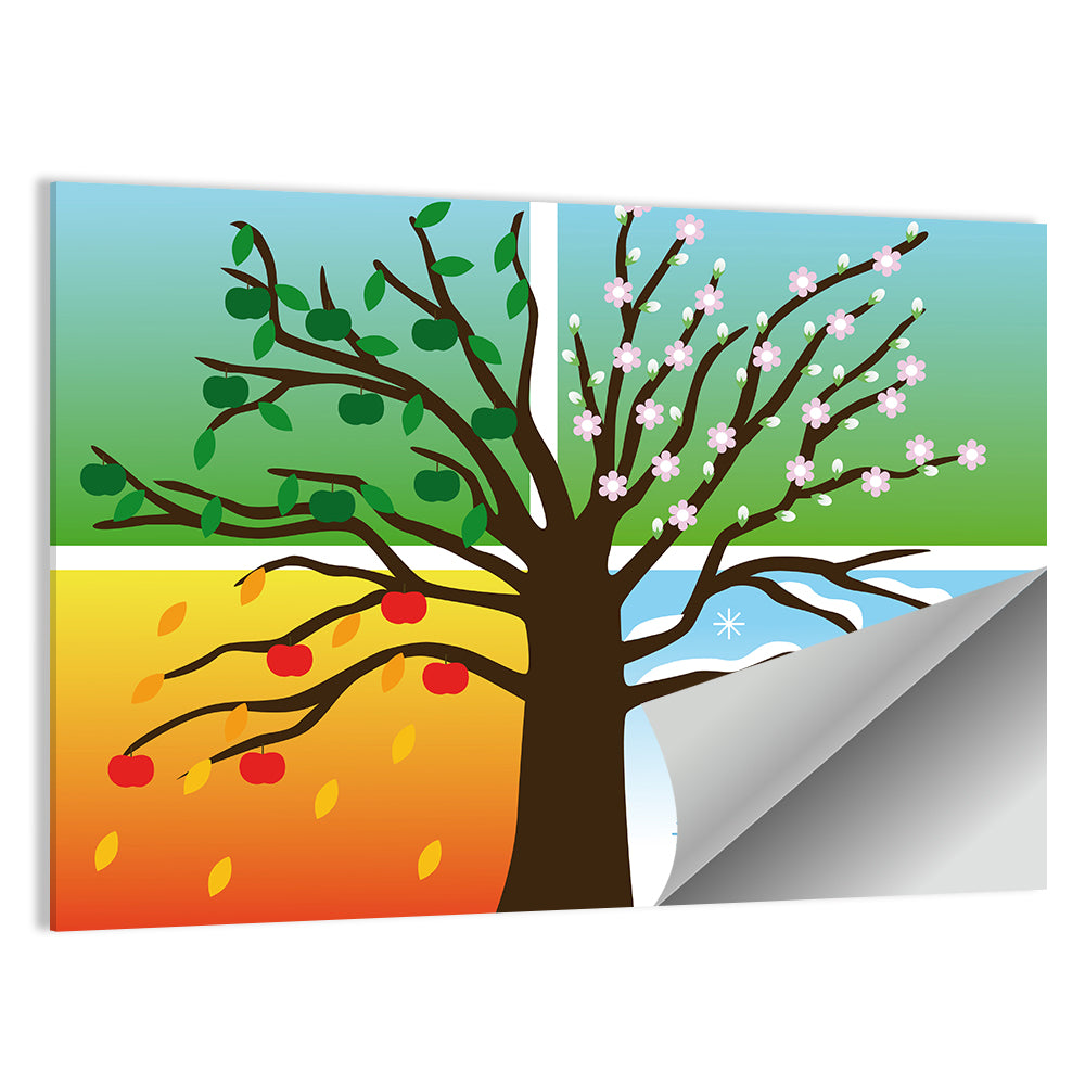 Tree of Four Seasons Illustration Wall Art