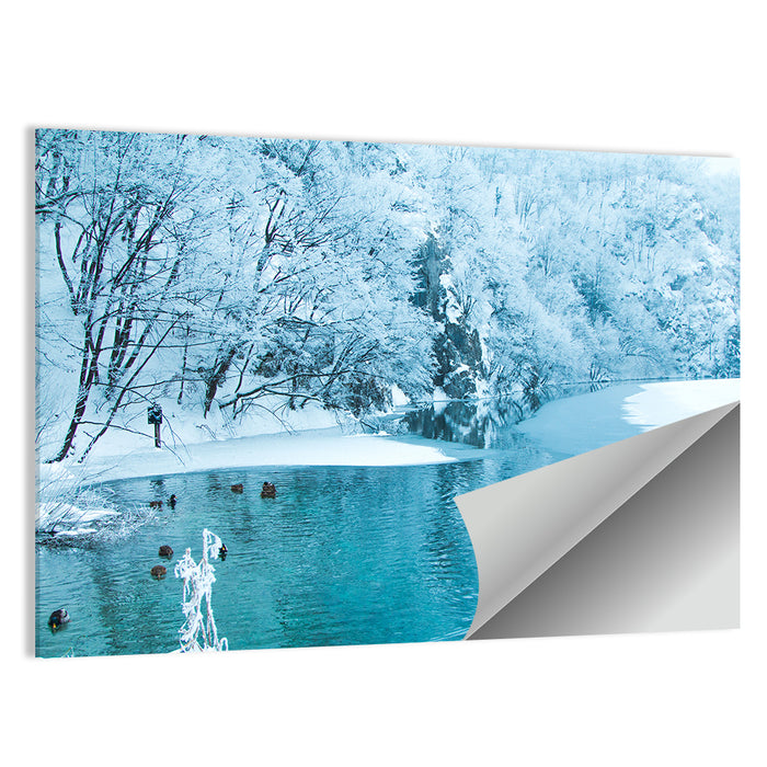 Frozen Lake in Plitvice Wall Art as a poster print