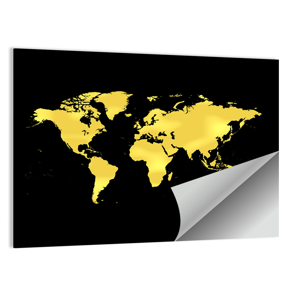 Metallic Gold World Map Wall Art
