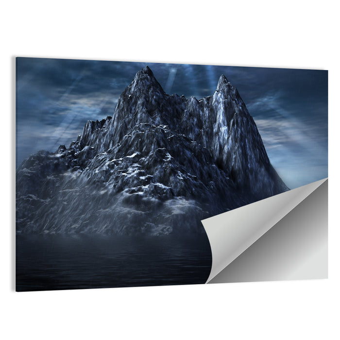 Dark Mountain Over the Sea Wall Art as a poster print
