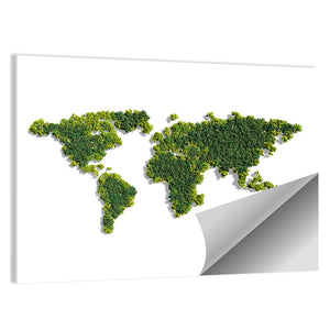 Green Trees World Map Wall Art