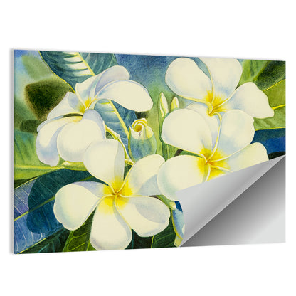 White Plumeria Watercolor Study Wall Art