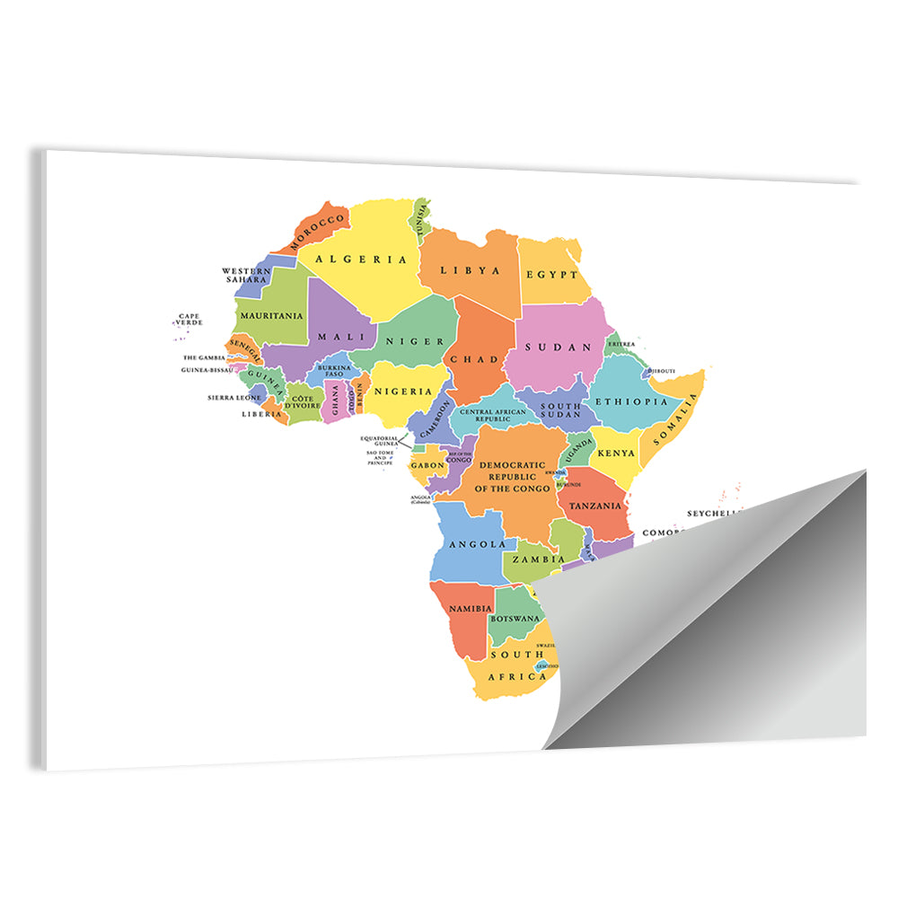 Colorful Africa Political Map Wall Art