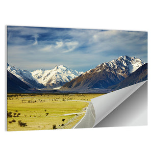 Road & Snowy Mountains In New Zealand Wall Art