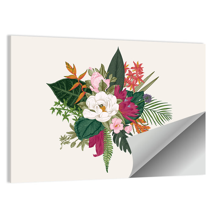 Tropical Bouquet with White Flower Wall Art as a poster print