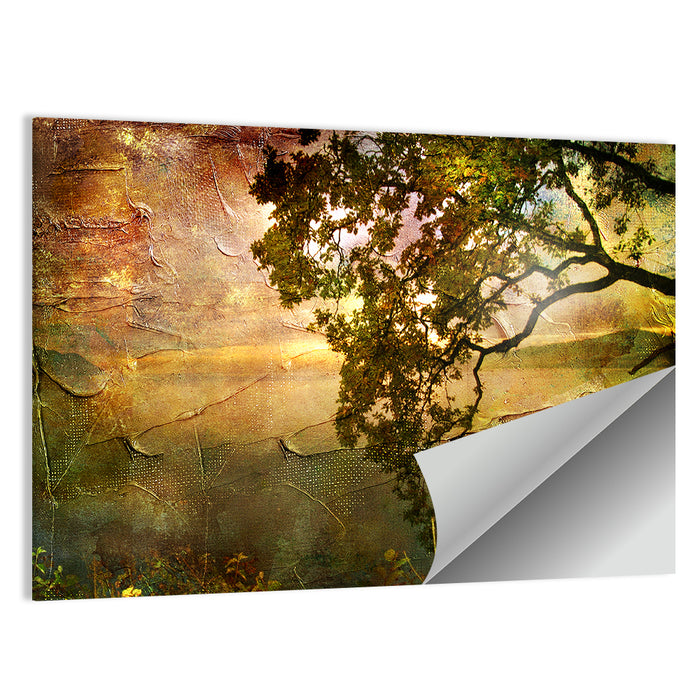 Autumn Lake Sunset Wall Art as a poster print