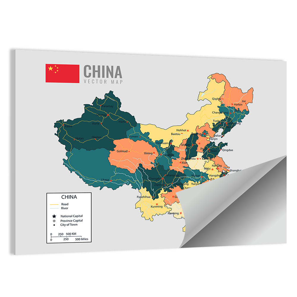China Political Map Wall Art