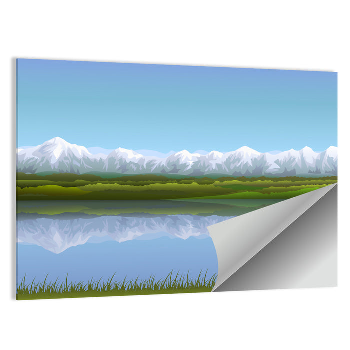 Snow-capped Alpine Lake Wall Art as a poster print