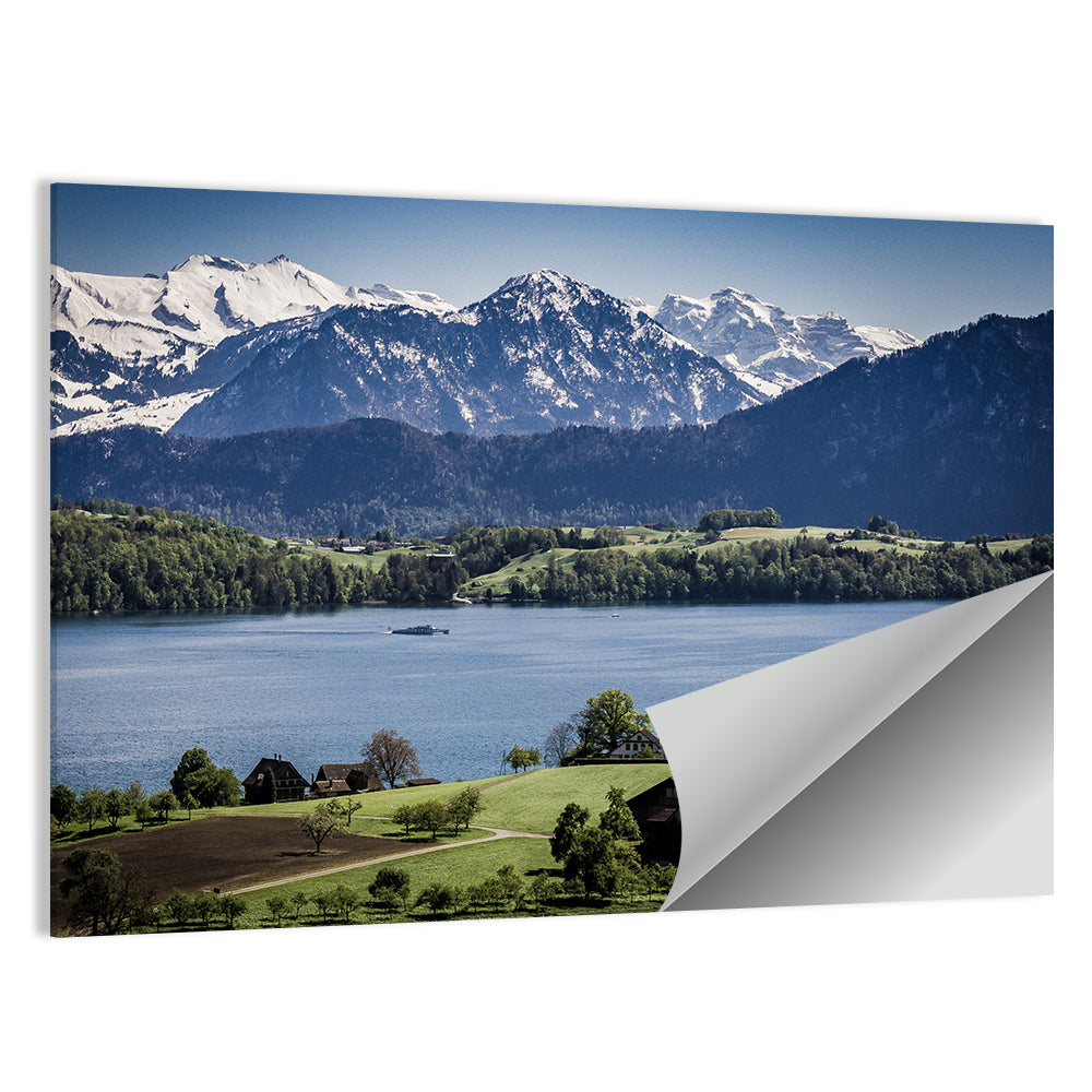 Alpine Lake View with Meadows Wall Art
