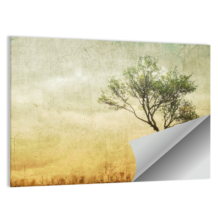 Surreal Tree with Cracked Paint Texture Wall Art as a poster print