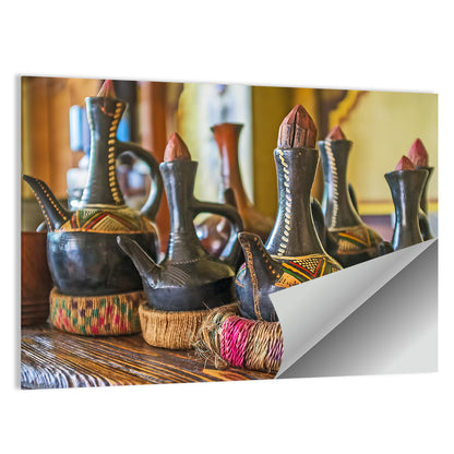 Clay Pots on African Cafe Counter Wall Art