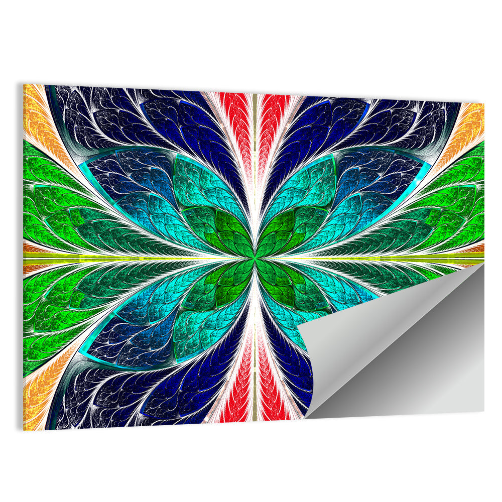 Stained Glass Fractal Floral Pattern Wall Art