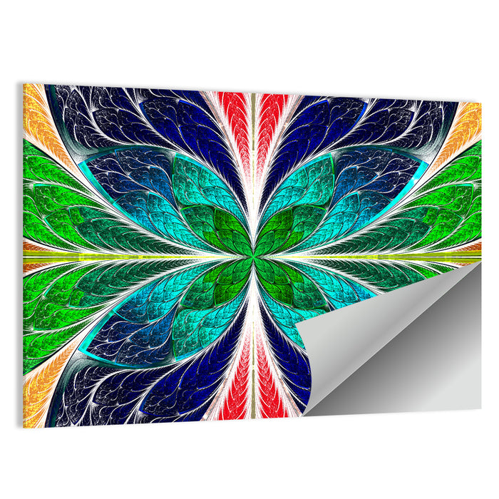 Stained Glass Fractal Floral Pattern Wall Art as a poster print