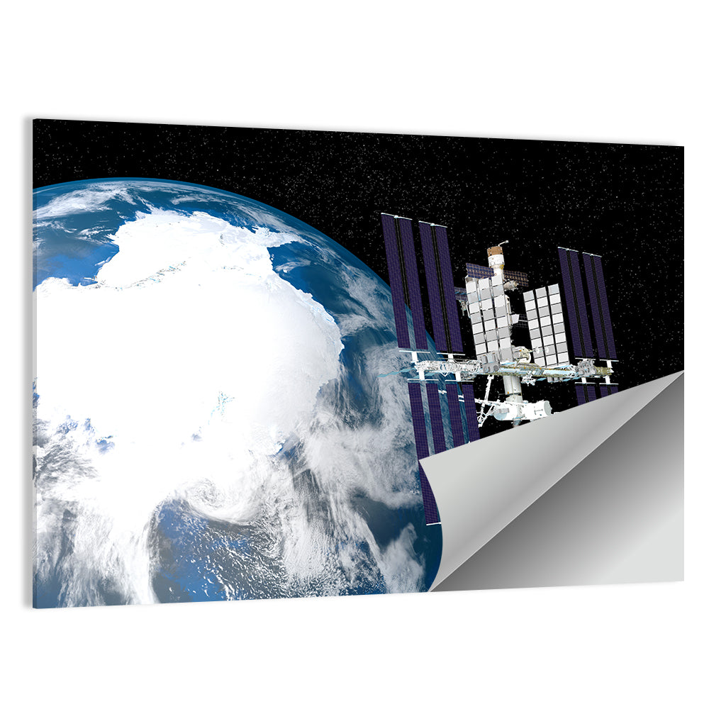 Iss Over Antarctica Wall Art