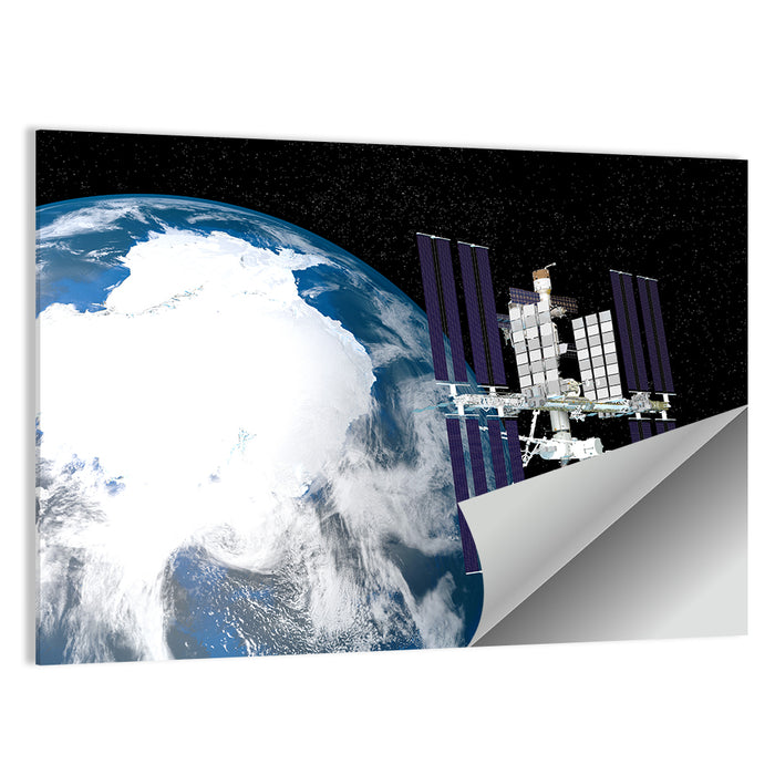 Iss Over Antarctica Wall Art as a poster print