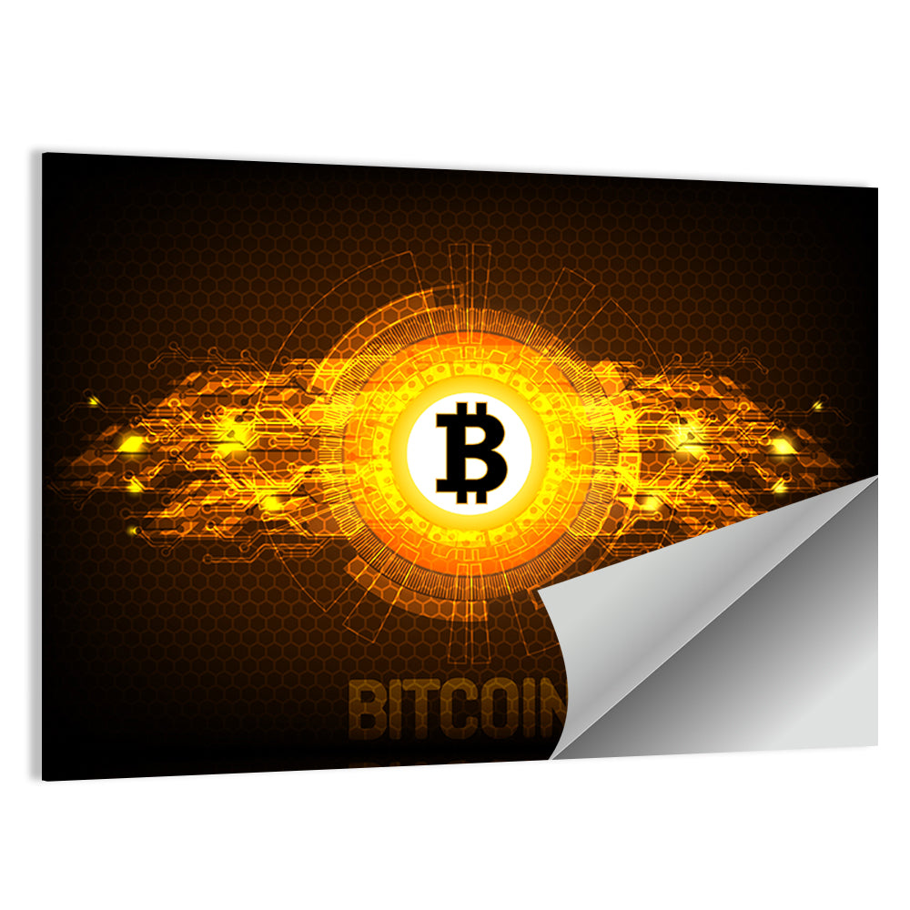 Futuristic Bitcoin Circuit Wall Art