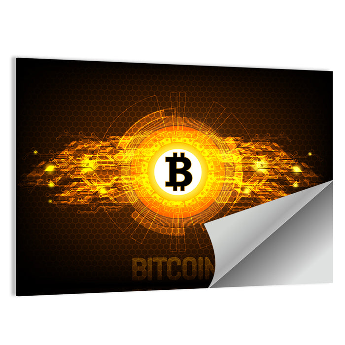 Futuristic Bitcoin Circuit Wall Art as a poster print