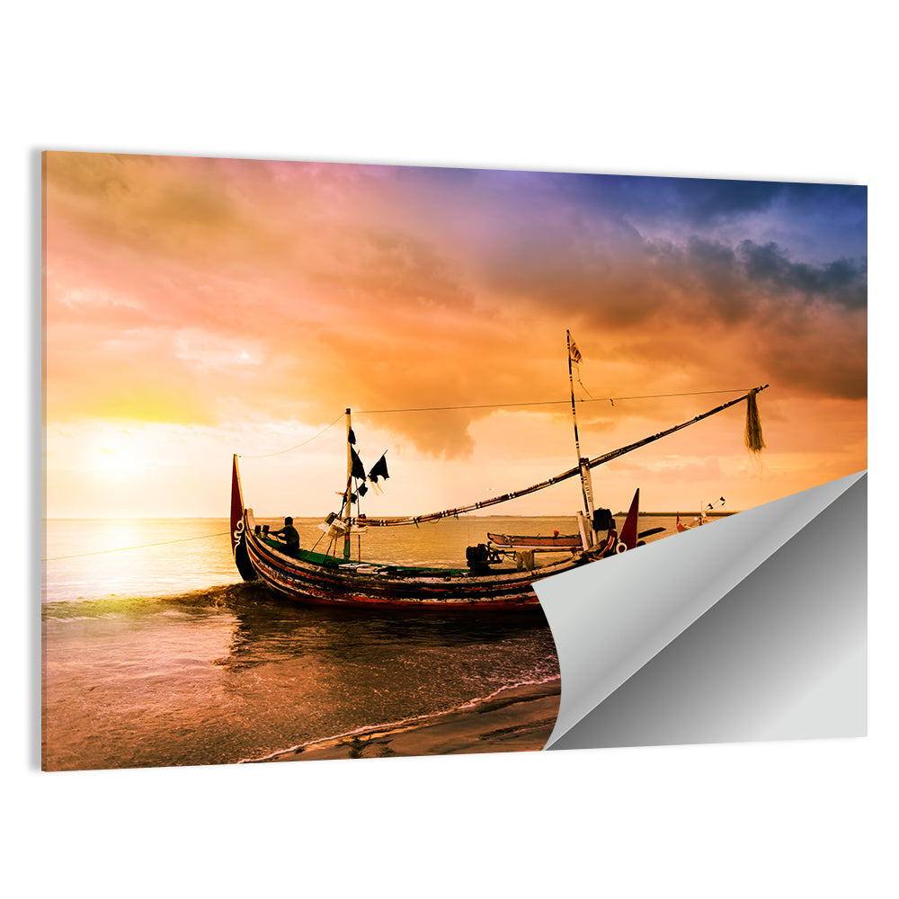 Fishing Boat on Bali Beach Wall Art
