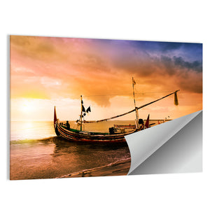 Boat On Beach At Bali Island Wall Art