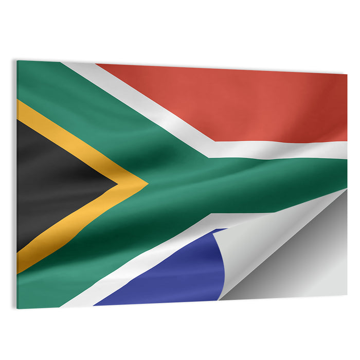 Waving South African Flag Wall Art as a poster print