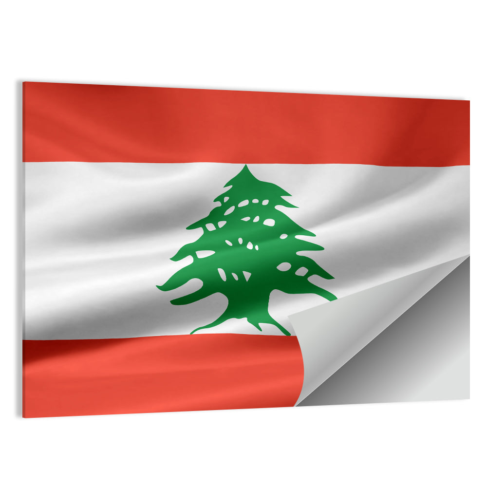 Lebanon Flag with Cedar Emblem Wall Art