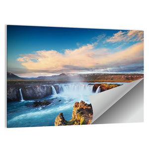 Godafoss Waterfall At Sunset Wall Art