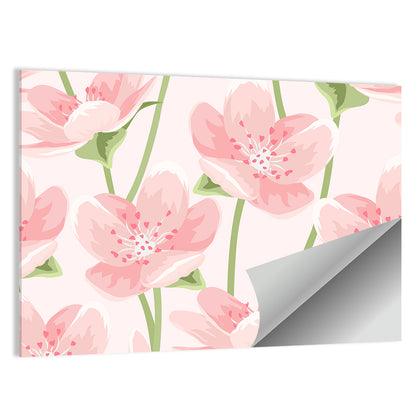 Spring Pink Sakura Magnolia Pattern Wall Art