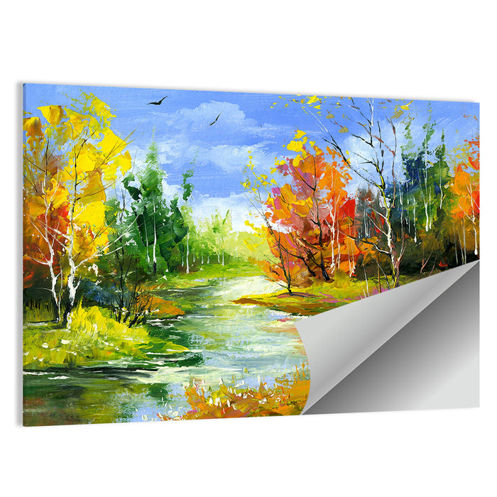 Winding Autumn Stream Wall Art as a poster print