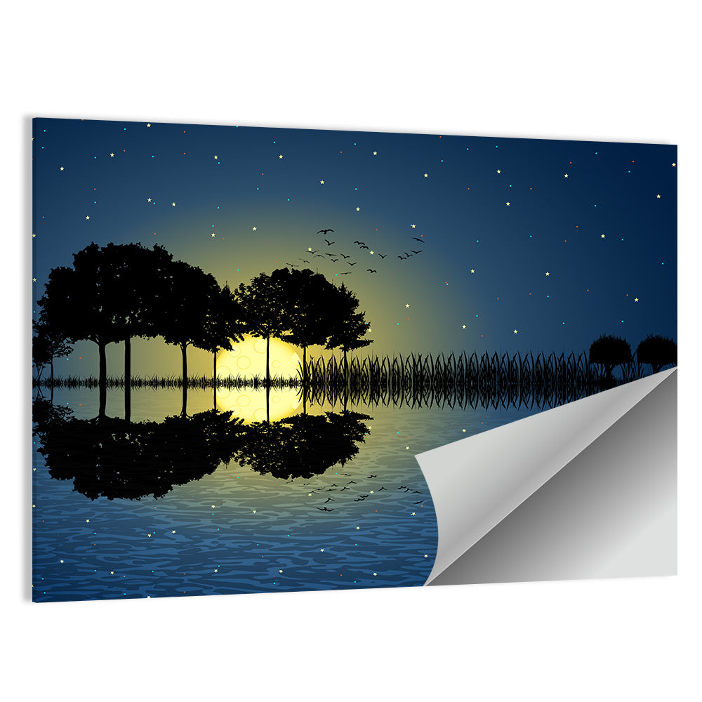 Moonlit Guitar Island Wall Art