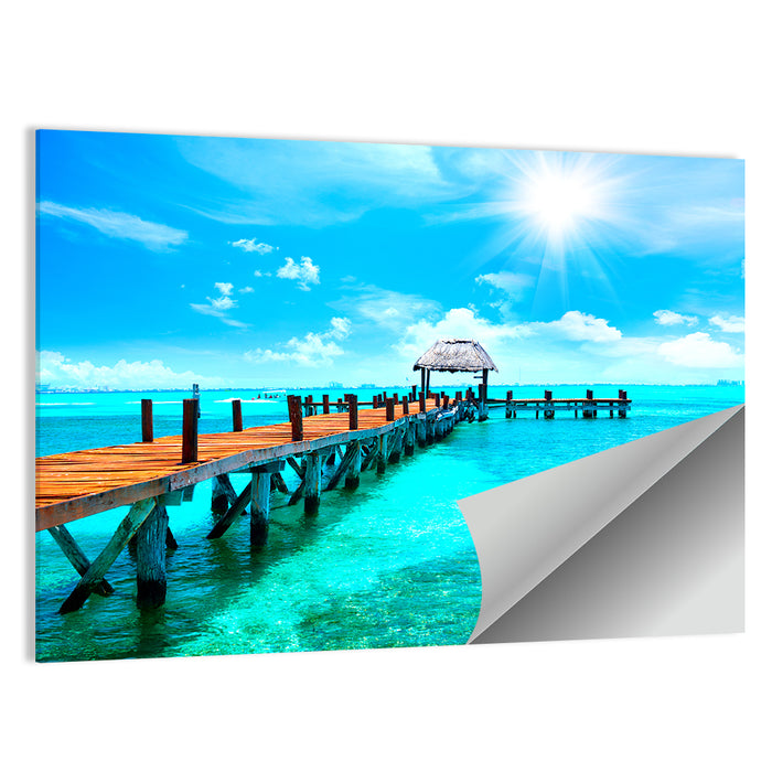 Wooden Jetty Near Cancun Wall Art as a poster print