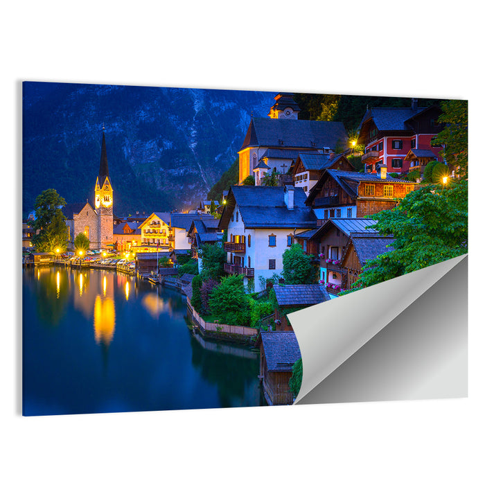 Hallstatt Lakeside at Dusk Wall Art as a poster print