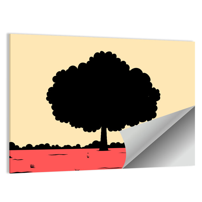 Red Horizon Tree Silhouette Wall Art as a poster print