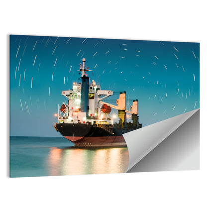 Ship Freighter With Star Tail Sky Wall Art