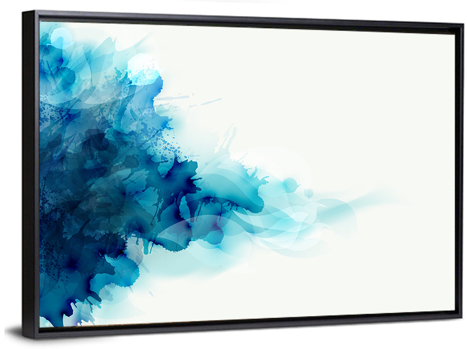Blue Watercolor Ink Blot Wall Art