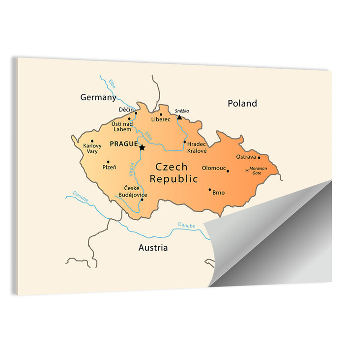 Czech Republic Topographic Map Wall Art as a poster print