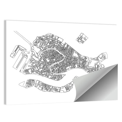 Venice City Map Wall Art