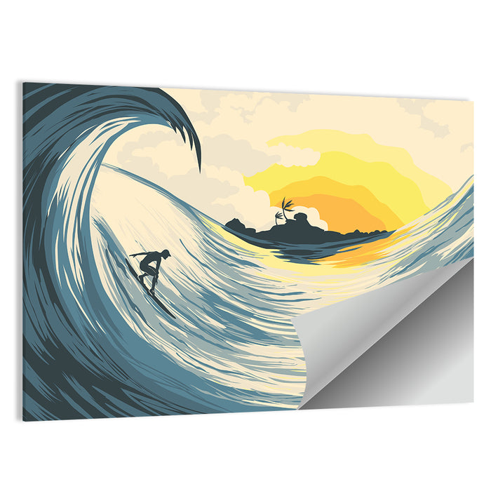 Tropical Sunset Surf Scene Wall Art as a poster print
