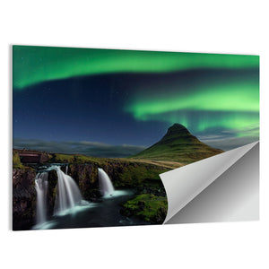 Northern Light Over  Kirkjufellsfoss Waterfall Wall Art